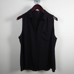 Black Button Front Collared Tank, The Limited